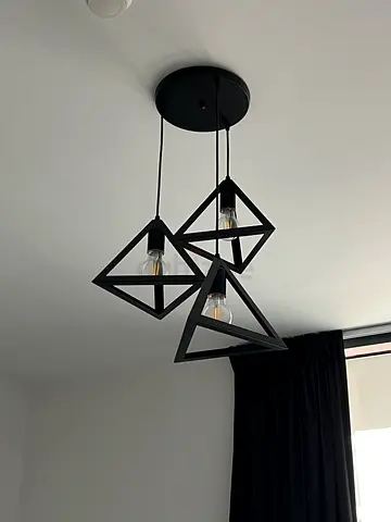 Black geometric 3-light pendant ceiling fixture