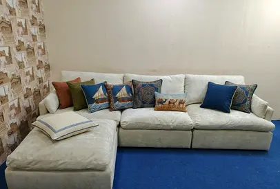 Home Center feather 🪶 filled modular sofa with ottoman