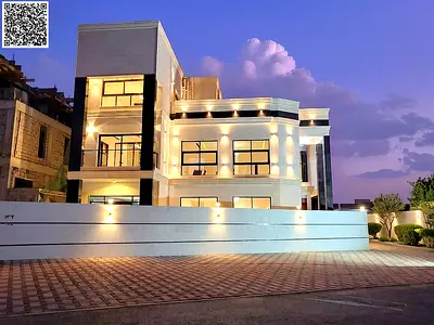 Modern villa on a corner lot with a large setback, garden, and roof terrace. Price includes registration fees, ownership fees, air conditioning, elect