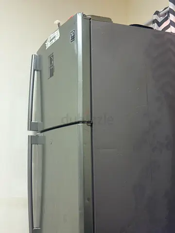 Double-door stainless steel refrigerator - working, good condition