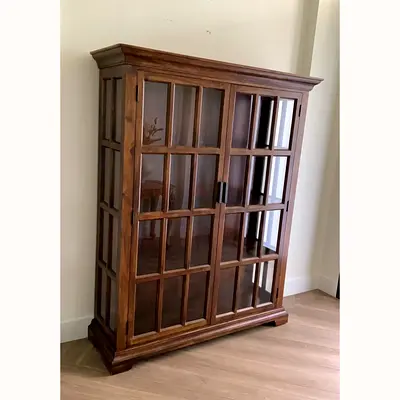 Crate  Barrel solid Wood display unit- display cabinet- vitrine cabinet