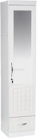 Sleek White Wardrobe with Mirror and Drawer and nightstand