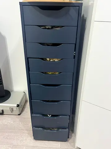 Tall Narrow 9-Drawer Storage Cabinet - Dark Grey