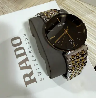My Brand New Rado mens two-tone stainless steel watch - black dial with date