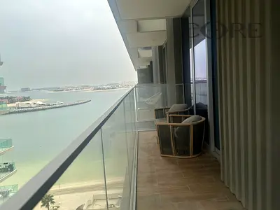مفروشة بغرفة نوم واحدة | برج بيتش آيل 1 | إطلالة على النخلة والمارينا