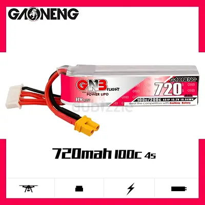 GAONENG GNB LiHV 4S 15.2V 720mAh 100C XT30 LiPo Battery Long Type