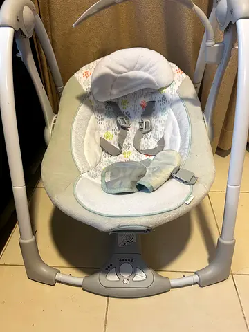 Electric baby swing (working) - neutral beige fabric