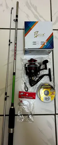 Fishing Sets solid Professional1 1.95 m Solid rod,4000 metal cup reel with line wt hook