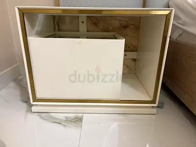 Two bedside tables with light