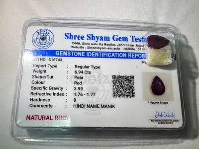 Natural Ruby - Pear Cut 6.94 ct with Certified Gemstone Report
