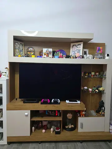 For free  Wooden TV stand with Shelves and Cabinets