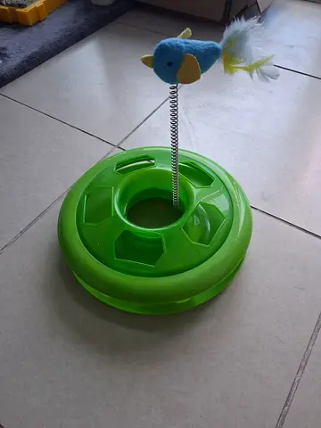 Interactive Cat Toy with Spring Bird and Ball - Good Condition