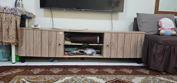 Homebox Light wood TV cabinet [TV Unit] — low entertainment unit with storage