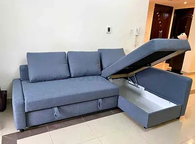 IKEA L Shape Sofa cum bed with big storage and you can fix the storage left or right anyside