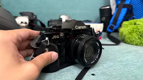 My Canon A 1 35mm film camera SLR with 50mm f 1.8 lens
