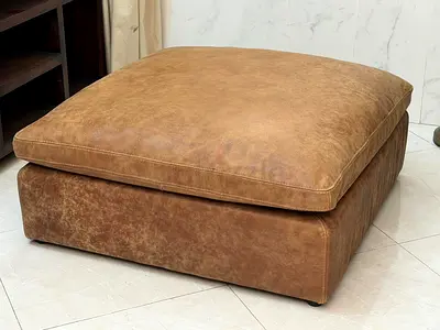 Marina Home Genuine Vintage leather Ottoman