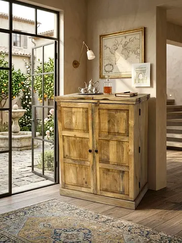 Home Kode Mimosa Expand-A-Bar Mango Wood Bar Cabinet