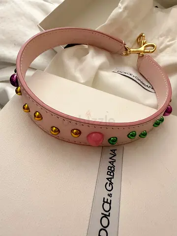 New Dolce  Gabbana pink studded leather strap