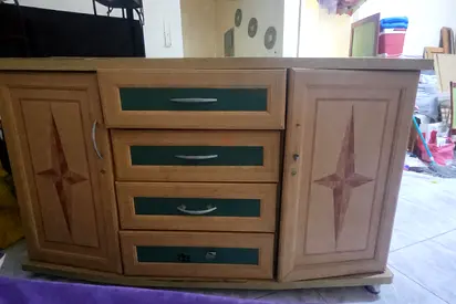 Used wooden sideboard / TV cabinet with 4 drawers and 2 cupboards