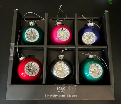 Set of 6 MS Novelty Glass Baubles
