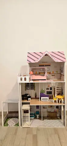 Furnished 3-Level Dollhouse with external tent - Used