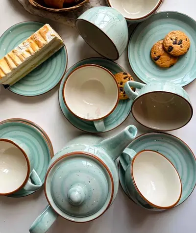 STEELITE Turquoise Glazed Ceramic Serving Set