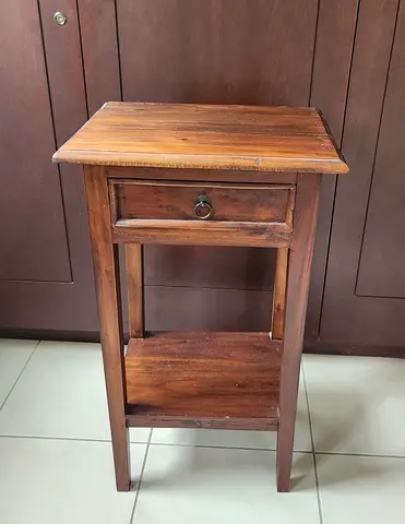 Solid Wooden Nightstand with Drawer and Lower Shelf - Good Condition