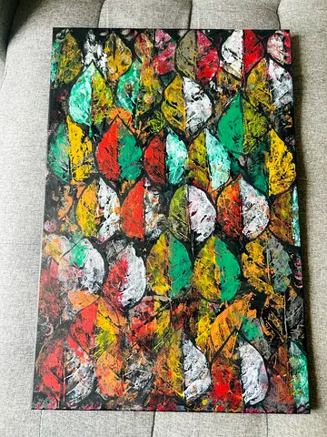 My original hand-made abstract leaf canvas painting
