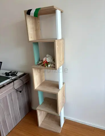 My stacked cube shelf unit - light oak with white  mint accents