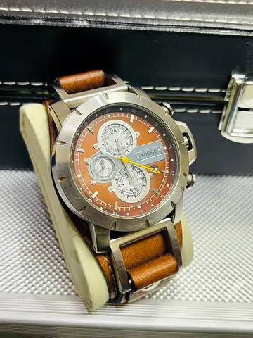 My Fossil mens chronograph watch – brown dial with leather strap limited edition