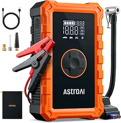 ASTROI Portable Car Jump Starter Power Bank with Pump  Cables