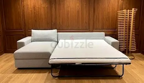 Vimle My light grey L-shaped sofa with pull-out bed and chaise