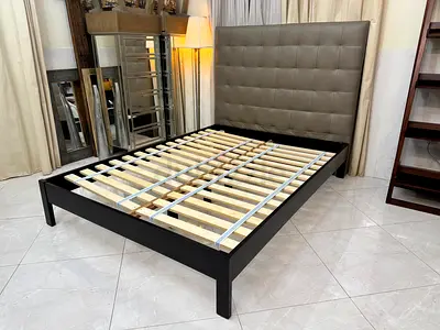 West Elm Low Grid-Tufted Leather Bed