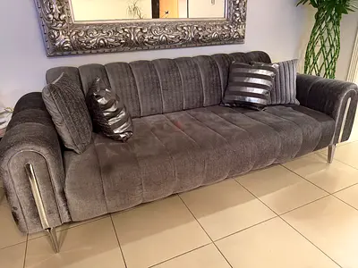 Stylish Grey Sofa with Decorative Cushions