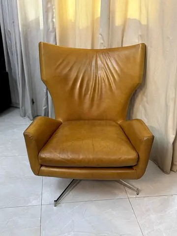 West Elm Hemming Leather Swivel Arm Chair