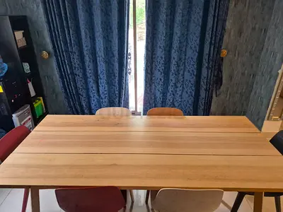 IKEA dining table + mixed chairs