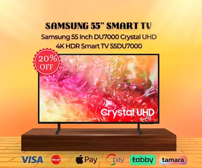 Samsung 55 Inch TV | DU7000 Crystal UHD 4K HDR Smart TV | Warranty