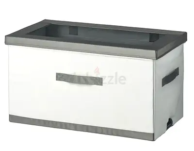 Fabric storage box with lid (white  grey)