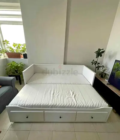 Ikea hamnes day. Bed with 2 mattress and 3 store Drawer underneath is available