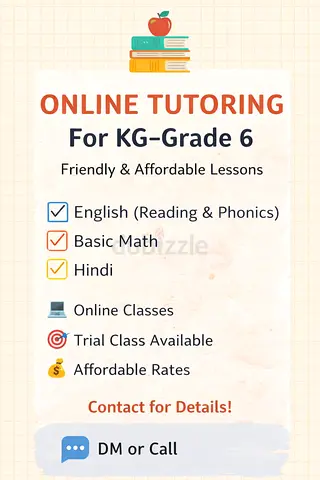 Affordable English  Primary Tutor (KG–Grade 6) – Online