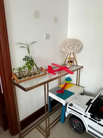 Modern Console Table Set with Gold Framed Wall Mirror