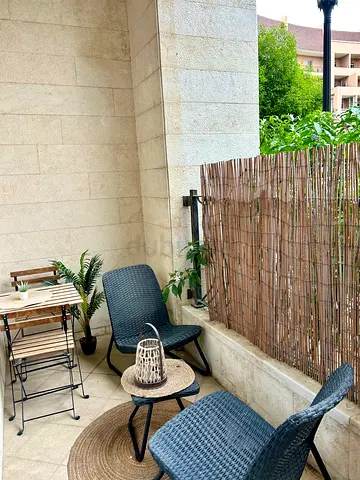 Full Balcony set - 4 chairs, 2 tables, rug and decor