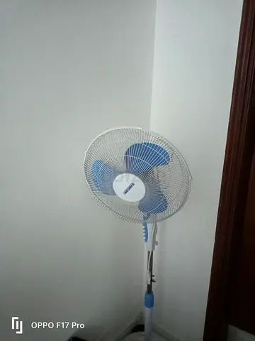 Blue  White Pedestal Fan (Adjustable Height) - Working