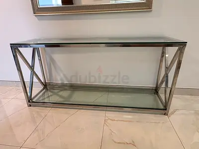 Glass and Chrome Console Table - 2-Tier