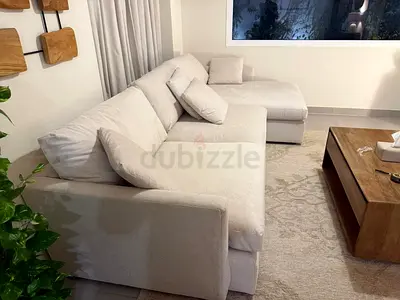 Beige L-Shaped Cratebarrel Sectional Sofa