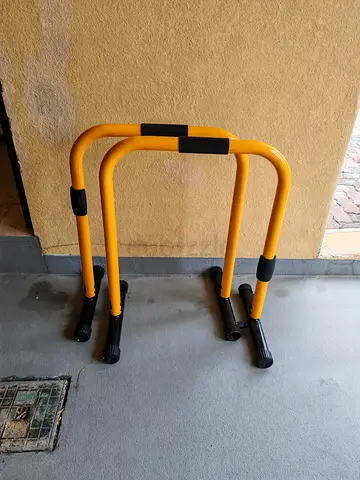 Pair of yellow parallel dip bars (parallettes) - good condition