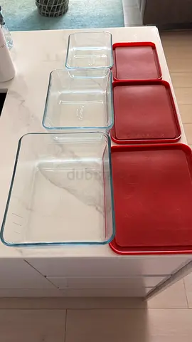 Oven plate, tempered glass pyrex with cover set of 3