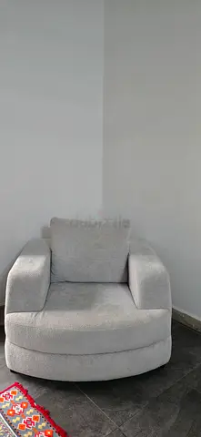 Round Grey Accent Lounge Chair - Single Seater