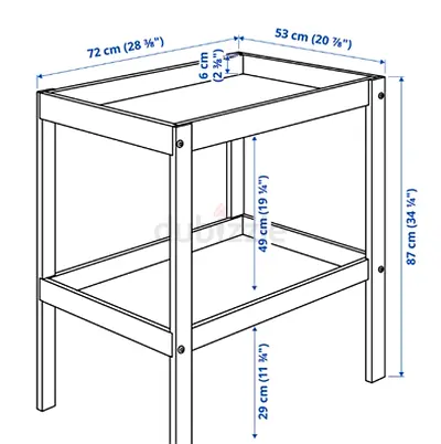 SNIGLAR Changing table, beech/white 72x53 cm, like new, used only 2 months at AED 105