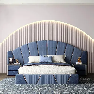 Luxury Bedframe in stylish headboard fully customisable with soft Valvet Fabric
